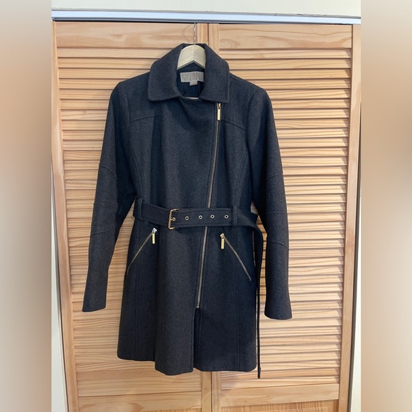 Michael Kors Zippered Wool Blend Coat - Picture 3 of 9